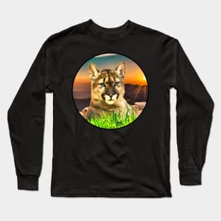 The Coguar wild cat in freedom Long Sleeve T-Shirt